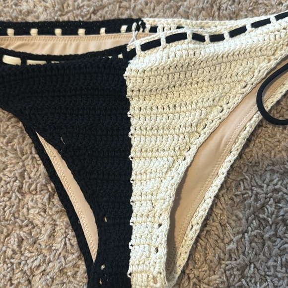 Zimmermann Clover Crochet Bikini bottom in Black & White - Picture 3 of 5